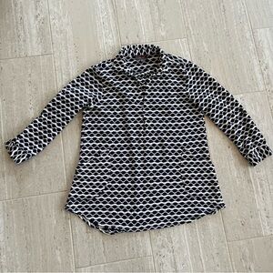 For Cynthia Navy and White Button Down Shirt